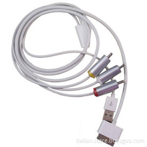 30-pin Dock to RCA AV Cable for Apple Charge & Sync